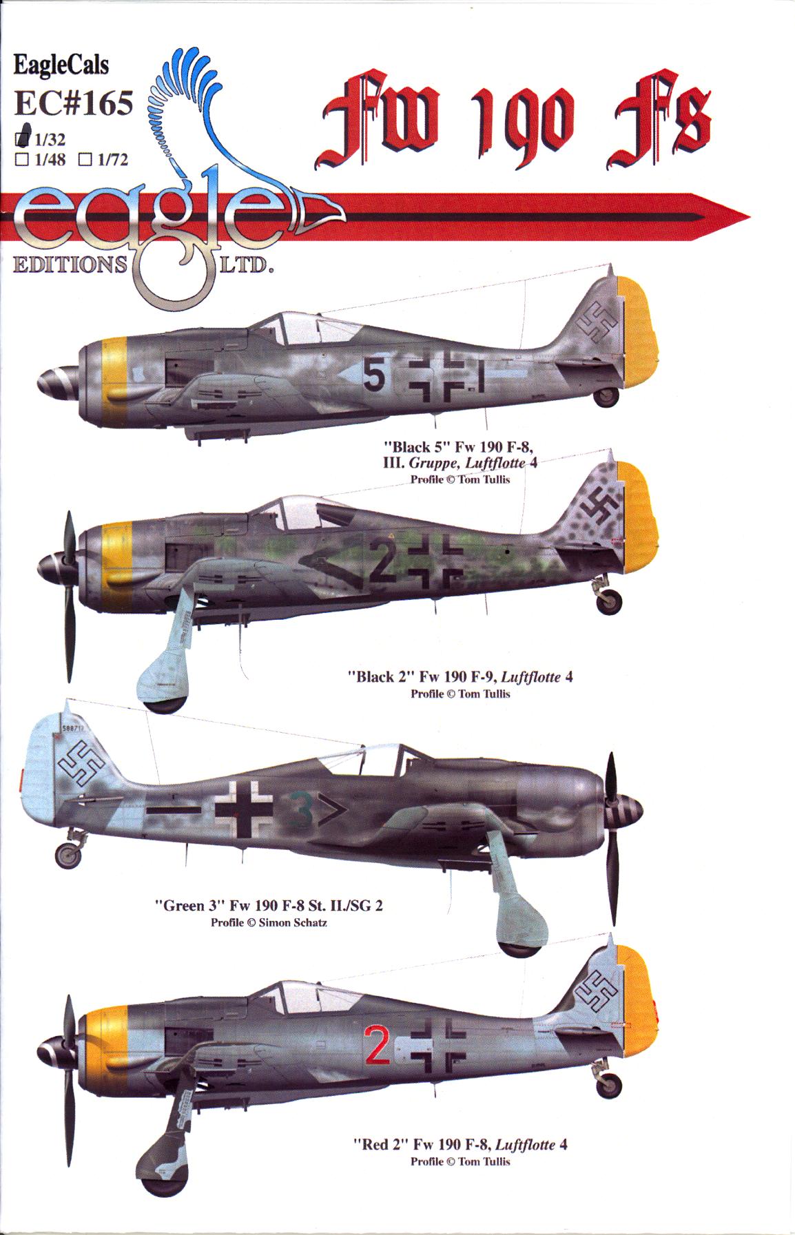 Eaglecals Decals 1 32 Focke Wulf Fw 190f German Wwii Fighter Ebay